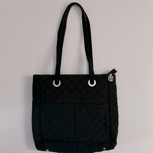 Vera Bradley Black Microfiber 3-Pocket Tote
